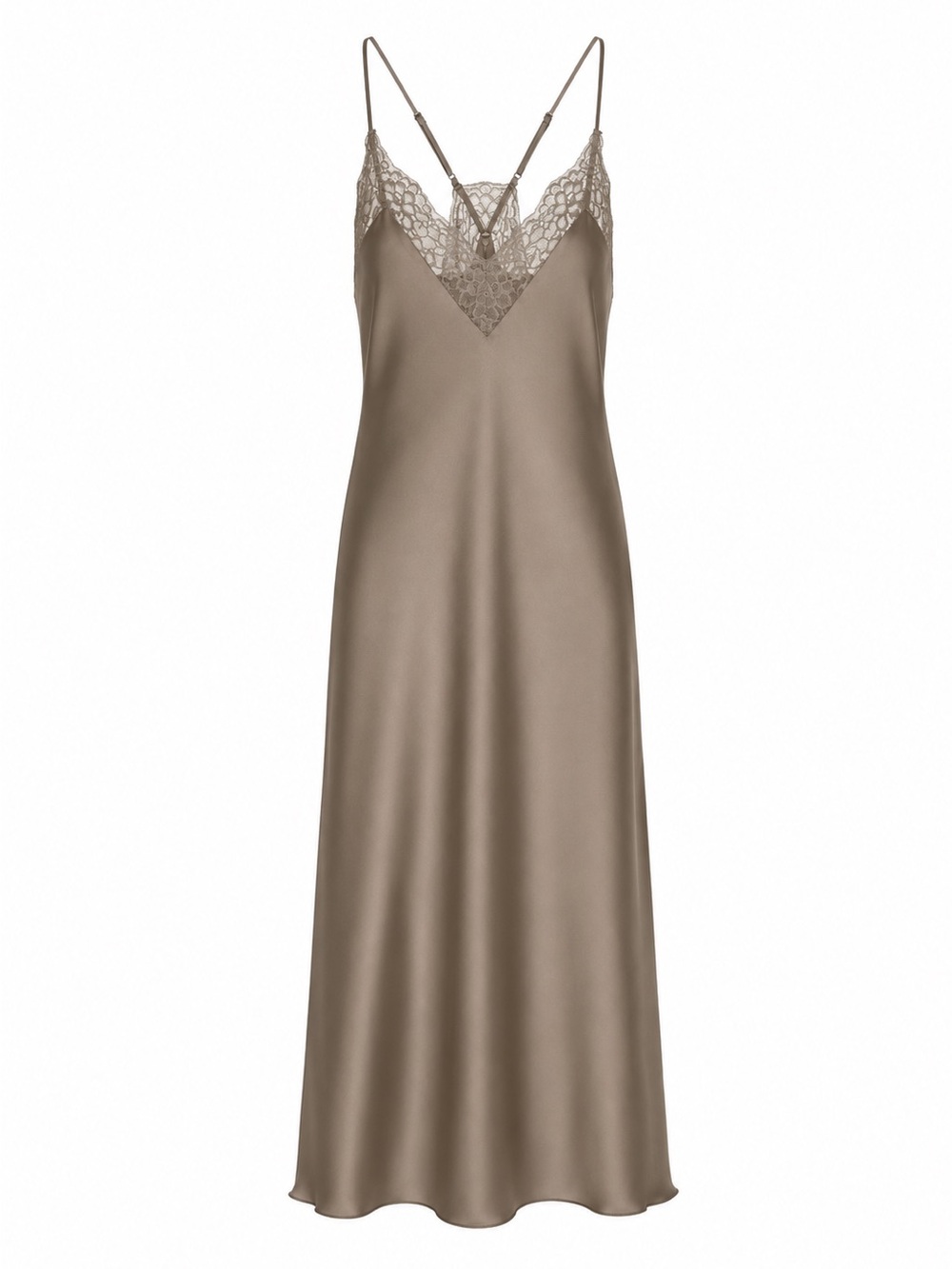 House of Harlow 1960 Taupe Slip Dress with Lace Trim